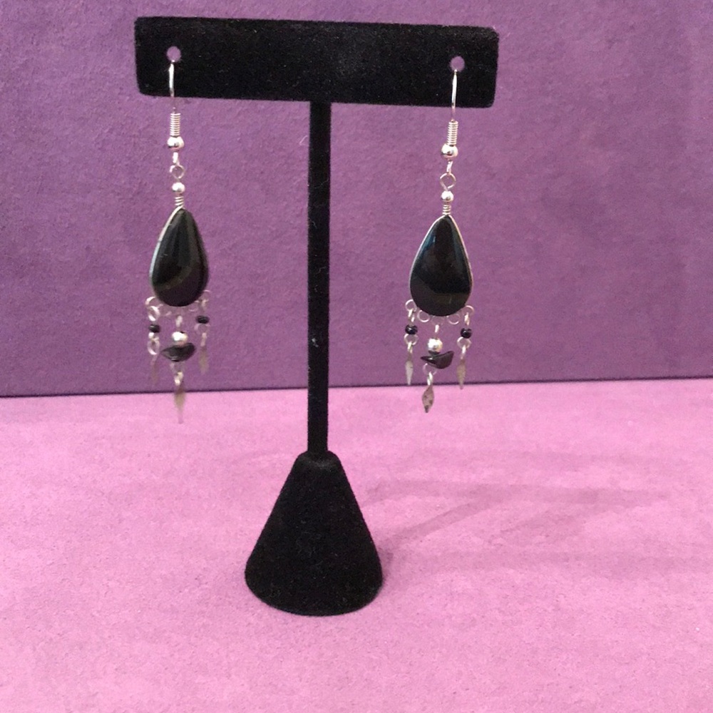 Sterling Silver Earrings w/ Black Onyx Stone